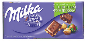 шоколад Milka молочный с цельным фундуком