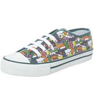 TOP SHOP: Lace Up Canvas Print Trainers