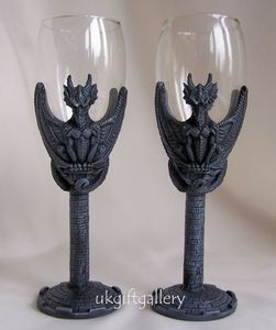 PAIR - GOTHIC DRAGON GOBLETS