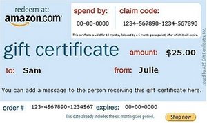 Amazon gift certificate