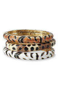 Kenneth Jay Lane Animal Print Enamel Bangle Bracelet