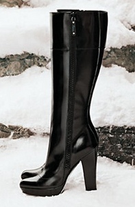 Black Patent-Leather High Boots