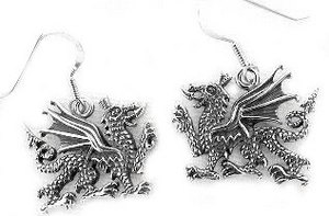 Sterling Silver Medieval Scary DRAGON Hook Earrings