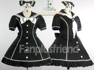 Black Navy Collar Dress*3pcs