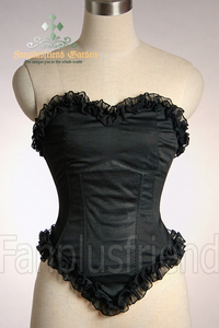 Gothic Lolita Over Bust Steel Boned Frilly Cotton Corset