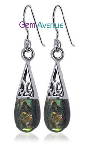 Charming Sterling Silver Pretty Abalone Dangle Earrings