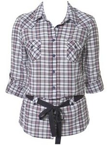 Belted Blue Check Shirt