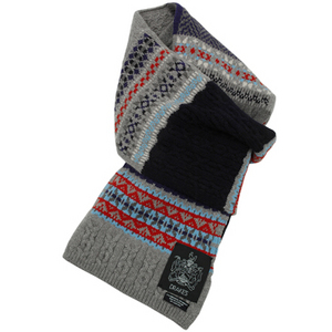 Drakes Vintage Fairisle Multi Patchwork scarf