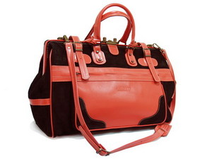 Саквояж 643 black/red нат.замша/нат.кожа
