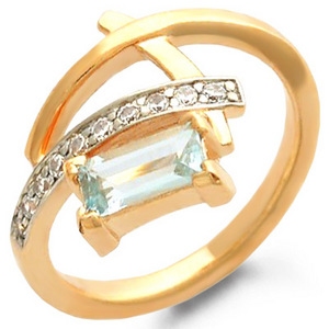 Кольцо: из золота 585 пробы, топаз, фианит