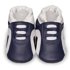 Navy / White Swoosh Soft Soled Leather Baby Shoes