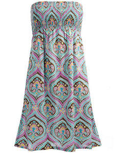 Deco Paisley Print Bandeau Dress