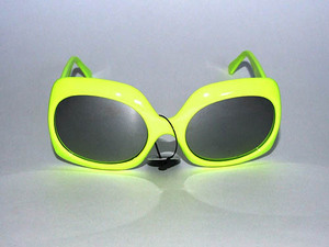 NEW Wave Punk 80s Neon Yellow Mirrored Lens SUNGLASSES