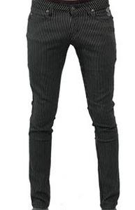 criminal damage jeans - stretch pinstripe black