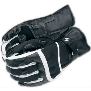 Kat Premium Waterproof Leather & Nylon Motorcycle Gloves (Black & White)