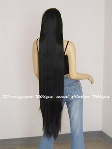 Очень длинный черный парик