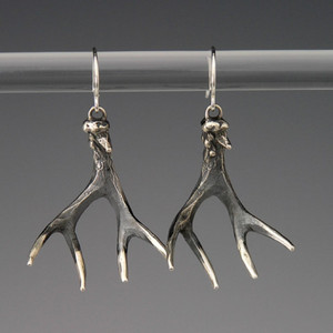 Silver Deer Antler Earrings