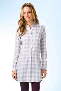 Lacoste  Long Sleeve Cotton Flannel Multi-Color Check Shirt Dress