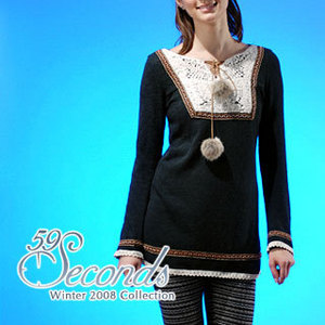 Lace Bib-Front Tunic Sweater