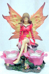 Beautiful Butterfly Fairy Twin Candleholder Faerie Fae