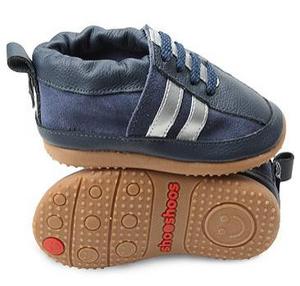 Denim / Silver Smiley Sports Soft Soled Leather Baby Shoes