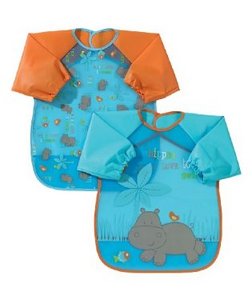 Swimming Hippo coverall bibs - 2pk