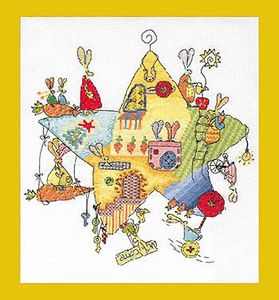 Набор для вышивания "Зайцы на звезде"