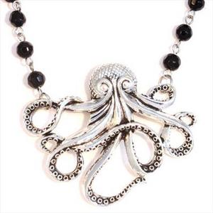 Octopus Vintage Style Retro Silver Pendant Necklace