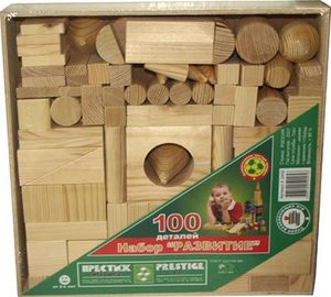 Конструктор деревянный неокрашенный 100 деталей (К2492)