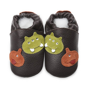 Brown Monsters Soft Soled Leather Baby Shoes