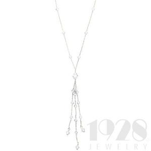 Crystal Illusions Tassel Drop Silver Tone Crystal Necklace