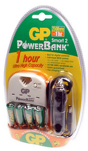 Зарядные устройства Power Bank GP PB14-BС4+(4*250AAH)+DC car cord