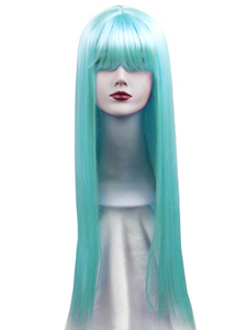 WE40 Light Blue Straight Party Cosplay 28" Hair Wig