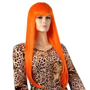 P6309 Sharp Orange Straight Long Cosplay Hair Wig