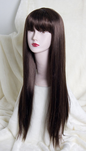 WE26 Dark Brown Long Straight Fancy Party Hair Wig