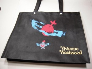 VIVIENNE WESTWOOD BLACK SHOPPING TOTE BAG