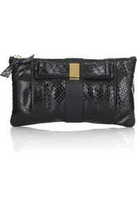 Chlo&#233; Python bow detail clutch