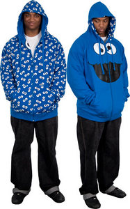 Reversible Cookie Monster Face Hooded Sweatshirt