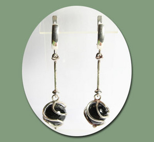 серьги с черным агатом)