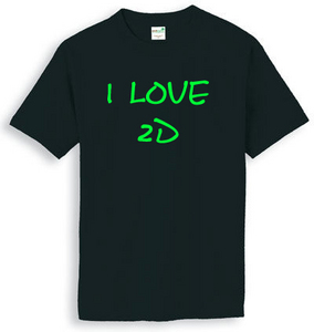 Футболка с надписью "I love 2D"