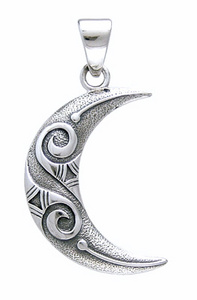 Crescent Moon Swirls Pendant