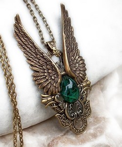 Dark Angel Pendant - Gold and Green