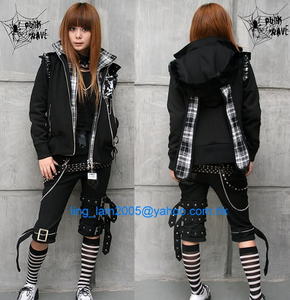 punk Kera NANA Gothic Ear FUR Hoodie JACKET