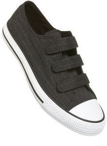 Black Pinstripe Velcro Pumps