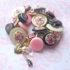 Parisian Opulence Vintage Button Bracelet