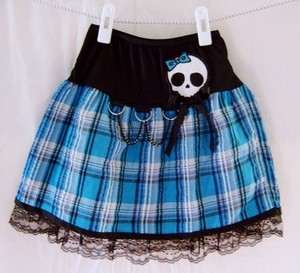 Girly skull punk lolita plaid skirt