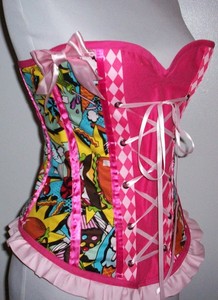 CupCake Pop Art Pink Corset Bustier Top Shirt