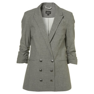 puppytooth ruche sleeve blazer