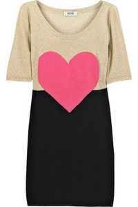 Lurex-knit heart dress by Moschino Cheap & Chic