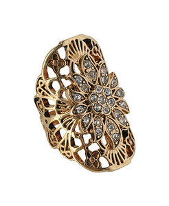 Rhinestone Burst Filigree Ring